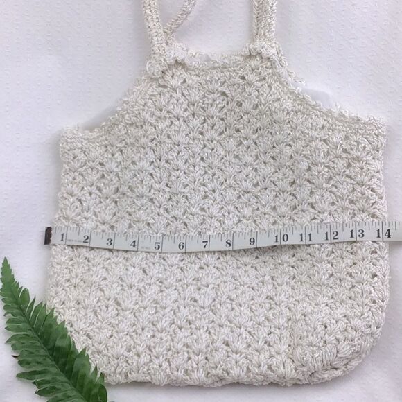 White Woven Boho Festival Tote with Metallic Thread - Picture 7 of 11